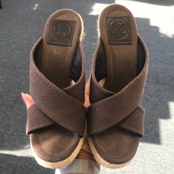 Chocolate Tory Burch Wedges - Picture 3 of 5